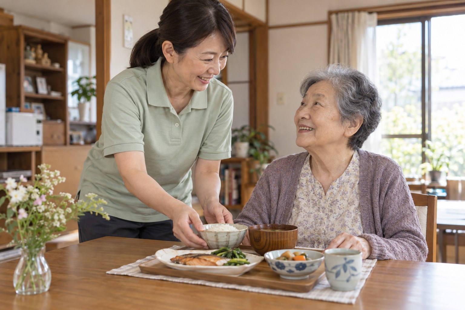 食事の支援をする介護職員のイメージ