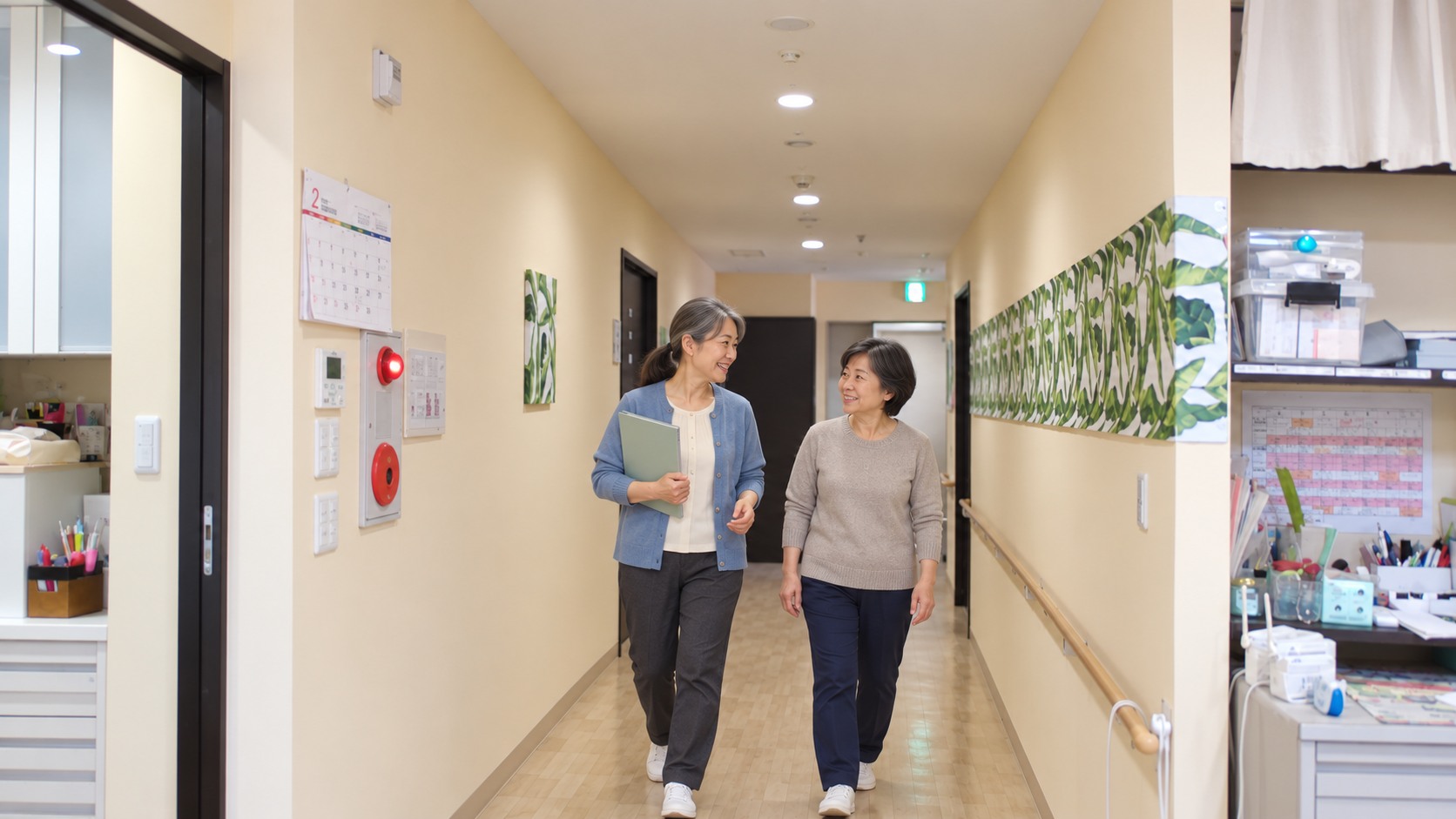 ミルジュの廊下で過ごす60代の人々のイメージ